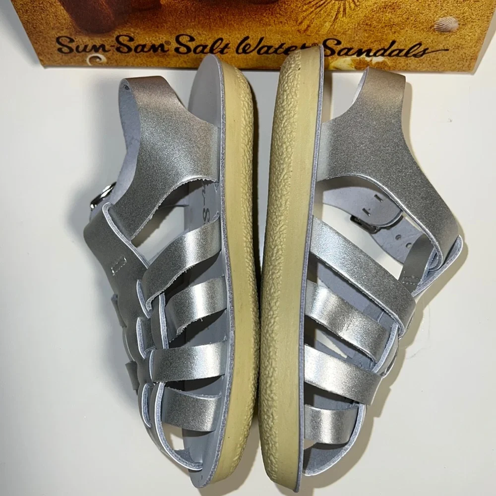AUTH NIB Salt Water Sandal by Hoy Shoes Sun-San - Sailors SILVER
